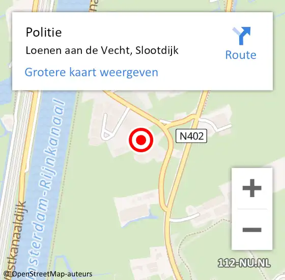 Locatie op kaart van de 112 melding: Politie Loenen aan de Vecht, Slootdijk op 17 juli 2017 16:42