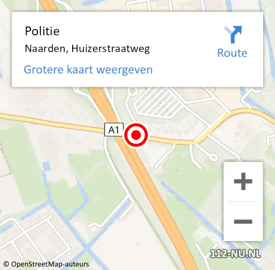 Locatie op kaart van de 112 melding: Politie Naarden, Huizerstraatweg op 17 juli 2017 20:37