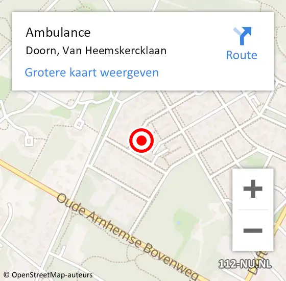 Locatie op kaart van de 112 melding: Ambulance Doorn, Van Heemskercklaan op 17 juli 2017 21:29