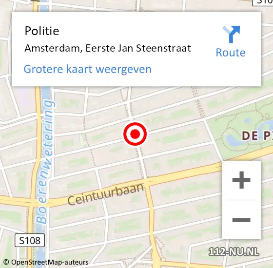 Locatie op kaart van de 112 melding: Politie Amsterdam, Eerste Jan Steenstraat op 17 juli 2017 21:52