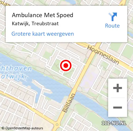 Locatie op kaart van de 112 melding: Ambulance Met Spoed Naar Katwijk, Treubstraat op 18 juli 2017 00:21