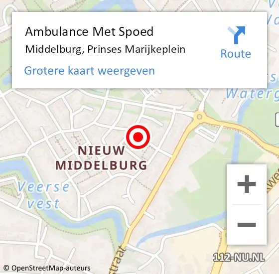 Locatie op kaart van de 112 melding: Ambulance Met Spoed Naar Middelburg, Prinses Marijkeplein op 18 juli 2017 03:10