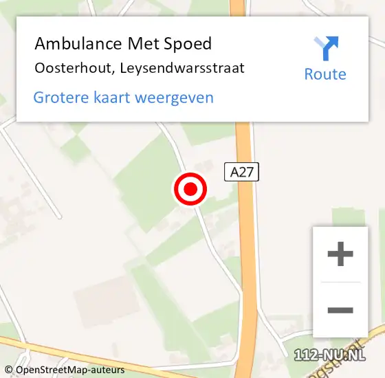 Locatie op kaart van de 112 melding: Ambulance Met Spoed Naar Oosterhout, Leysendwarsstraat op 18 juli 2017 04:44
