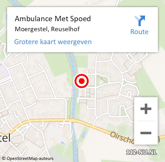 Locatie op kaart van de 112 melding: Ambulance Met Spoed Naar Moergestel, Reuselhof op 18 juli 2017 05:20