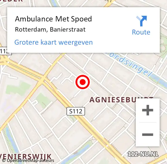 Locatie op kaart van de 112 melding: Ambulance Met Spoed Naar Rotterdam, Vijverhofdwarsstraat op 18 juli 2017 10:28