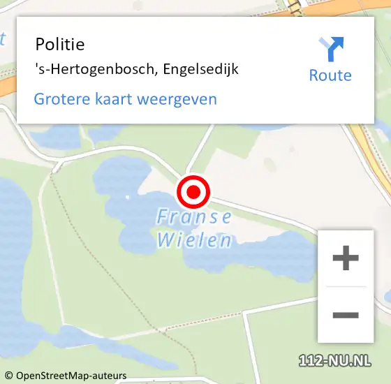 Locatie op kaart van de 112 melding: Politie 's-Hertogenbosch, Engelsedijk op 18 juli 2017 11:29