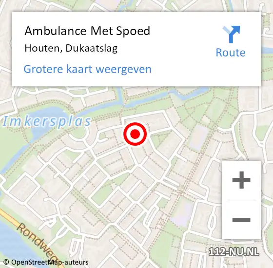 Locatie op kaart van de 112 melding: Ambulance Met Spoed Naar Houten, Dukaatslag op 18 juli 2017 17:20