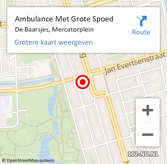 Locatie op kaart van de 112 melding: Ambulance Met Grote Spoed Naar Amsterdam, Mercatorplein op 18 juli 2017 22:57