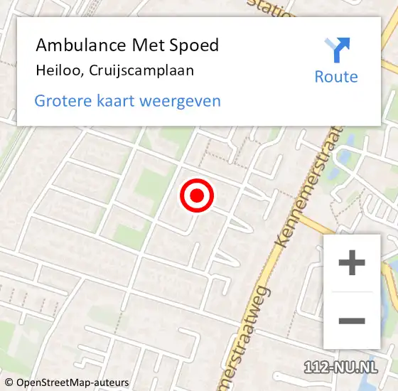 Locatie op kaart van de 112 melding: Ambulance Met Spoed Naar Heiloo, Cruijscamplaan op 19 juli 2017 00:17