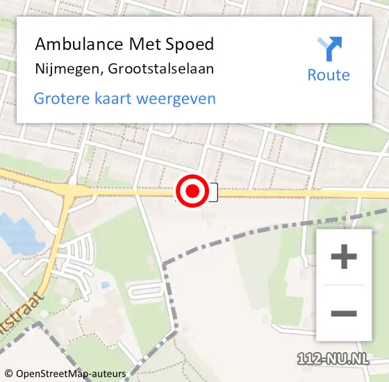 Locatie op kaart van de 112 melding: Ambulance Met Spoed Naar Nijmegen, Grootstalselaan op 19 juli 2017 06:41