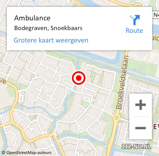 Locatie op kaart van de 112 melding: Ambulance Bodegraven, Snoekbaars op 19 juli 2017 10:06