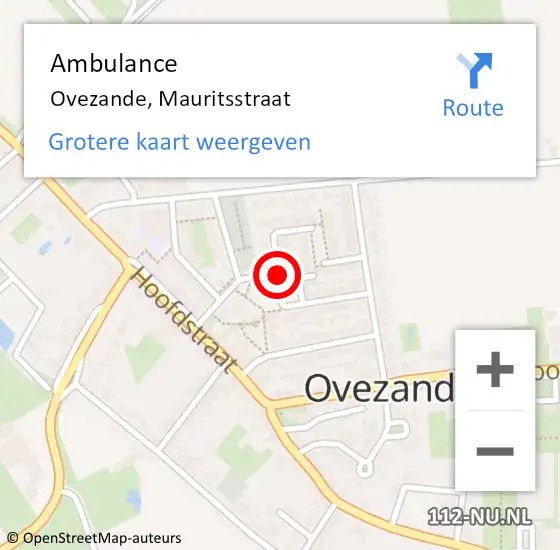 Locatie op kaart van de 112 melding: Ambulance Ovezande, Mauritsstraat op 19 juli 2017 10:47