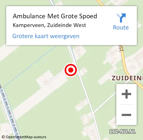 Locatie op kaart van de 112 melding: Ambulance Met Grote Spoed Naar Kamperveen, Zuideinde West op 19 juli 2017 11:34