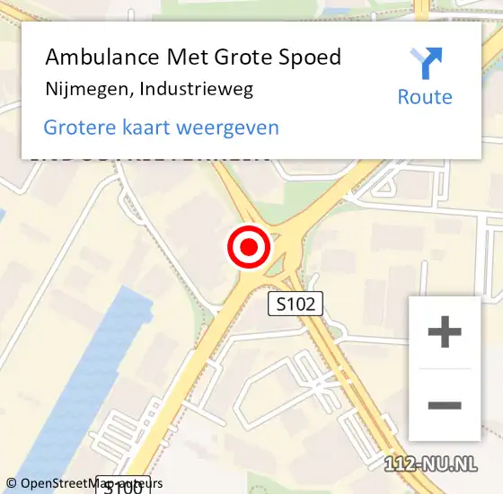 Locatie op kaart van de 112 melding: Ambulance Met Grote Spoed Naar Nijmegen, Industrieweg op 19 juli 2017 16:04