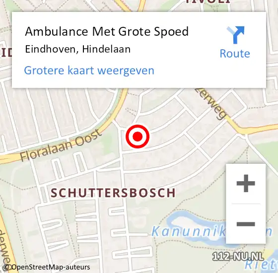 Locatie op kaart van de 112 melding: Ambulance Met Grote Spoed Naar Eindhoven, Hindelaan op 19 juli 2017 18:54