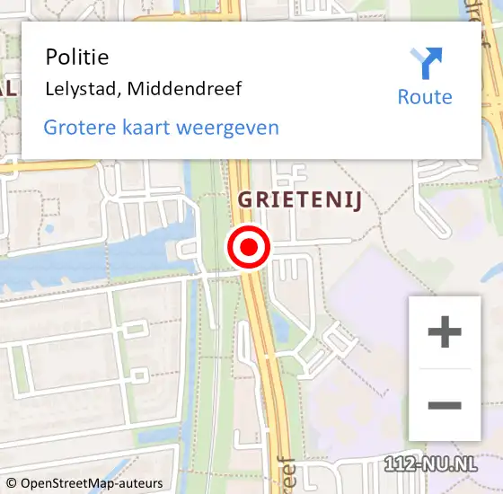 Locatie op kaart van de 112 melding: Politie Lelystad, Middendreef op 19 juli 2017 22:48
