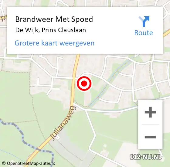 Locatie op kaart van de 112 melding: Brandweer Met Spoed Naar De Wijk, Prins Clauslaan op 20 juli 2017 07:09