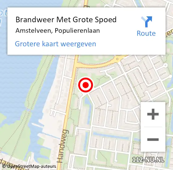 Locatie op kaart van de 112 melding: Brandweer Met Grote Spoed Naar Amstelveen, Populierenlaan op 20 juli 2017 09:27