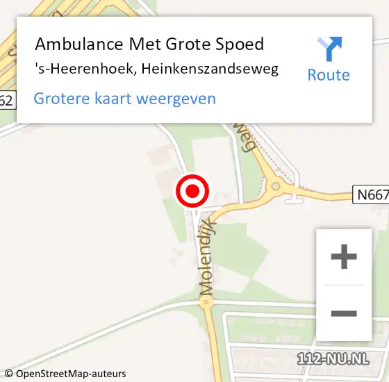 Locatie op kaart van de 112 melding: Ambulance Met Grote Spoed Naar 's-Heerenhoek, Heinkenszandseweg op 20 juli 2017 10:25