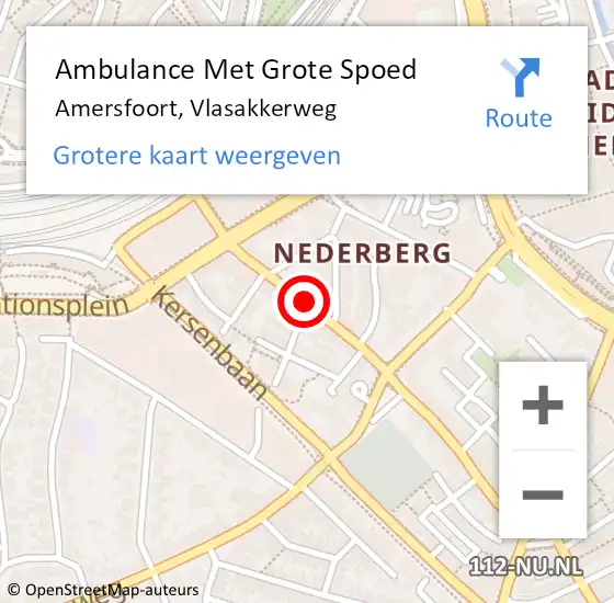 Locatie op kaart van de 112 melding: Ambulance Met Grote Spoed Naar Amersfoort, Vlasakkerweg op 20 juli 2017 13:43