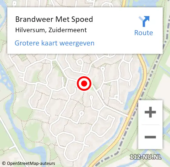 Locatie op kaart van de 112 melding: Brandweer Met Spoed Naar Hilversum, Zuidermeent op 20 juli 2017 22:11