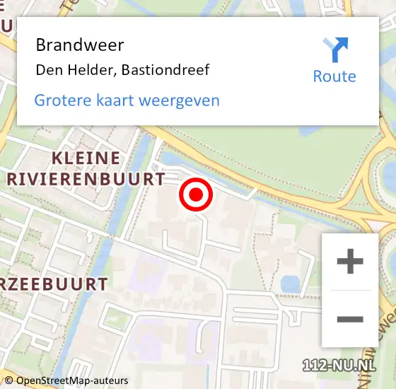Locatie op kaart van de 112 melding: Brandweer Den Helder, Bastiondreef op 21 juli 2017 00:59