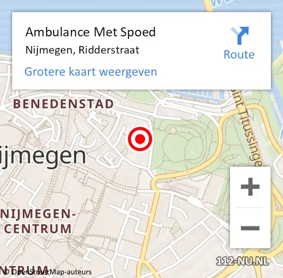 Locatie op kaart van de 112 melding: Ambulance Met Spoed Naar Nijmegen, Ridderstraat op 21 juli 2017 02:05