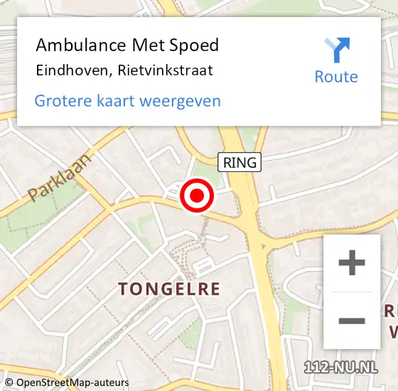 Locatie op kaart van de 112 melding: Ambulance Met Spoed Naar Eindhoven, Rietvinkstraat op 21 juli 2017 08:28
