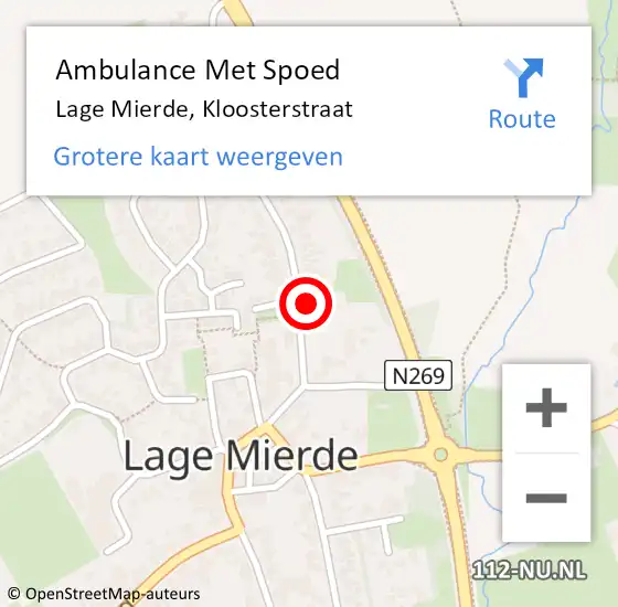 Locatie op kaart van de 112 melding: Ambulance Met Spoed Naar Lage Mierde, Kloosterstraat op 21 juli 2017 15:35