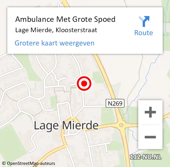 Locatie op kaart van de 112 melding: Ambulance Met Grote Spoed Naar Lage Mierde, Kloosterstraat op 21 juli 2017 15:42