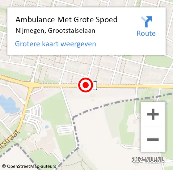 Locatie op kaart van de 112 melding: Ambulance Met Grote Spoed Naar Nijmegen, Grootstalselaan op 21 juli 2017 16:43