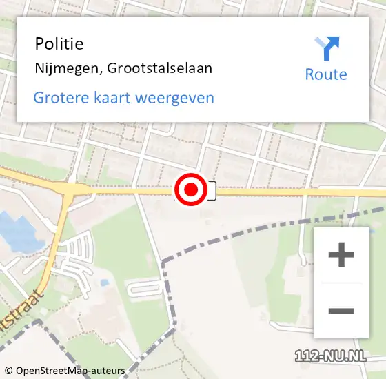 Locatie op kaart van de 112 melding: Politie Nijmegen, Grootstalselaan op 21 juli 2017 16:46