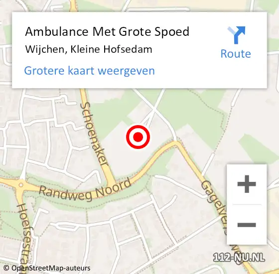 Locatie op kaart van de 112 melding: Ambulance Met Grote Spoed Naar Wijchen, Kleine Hofsedam op 21 juli 2017 19:38