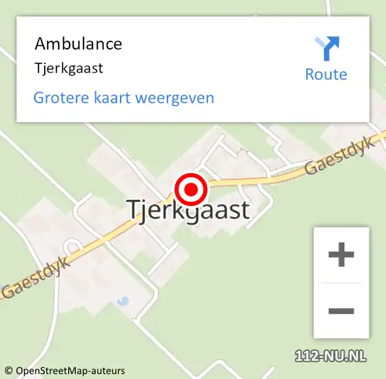 Locatie op kaart van de 112 melding: Ambulance Tjerkgaast op 21 juli 2017 20:36