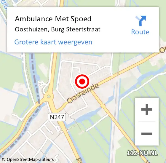 Locatie op kaart van de 112 melding: Ambulance Met Spoed Naar Oosthuizen, Burg Steertstraat op 21 juli 2017 23:22
