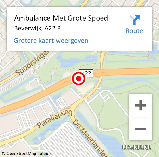 Locatie op kaart van de 112 melding: Ambulance Met Grote Spoed Naar Beverwijk, A22 R op 21 juli 2017 23:47