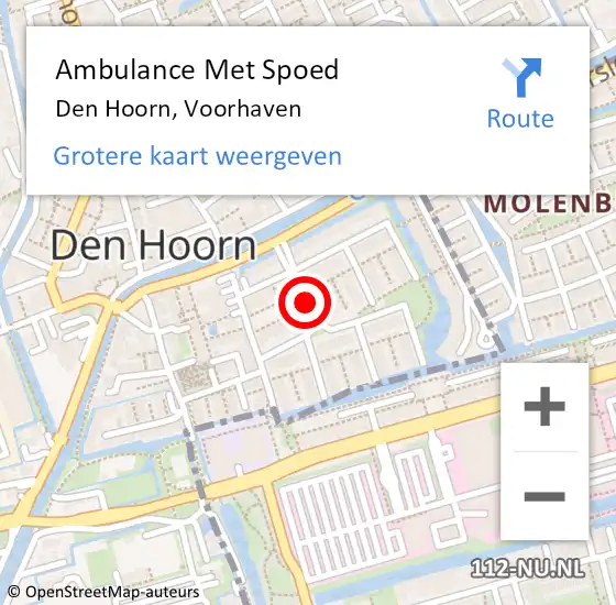 Locatie op kaart van de 112 melding: Ambulance Met Spoed Naar Den Hoorn, Voorhaven op 22 juli 2017 11:18