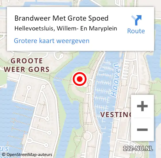 Locatie op kaart van de 112 melding: Brandweer Met Grote Spoed Naar Hellevoetsluis, Willem- En Maryplein op 22 juli 2017 12:34