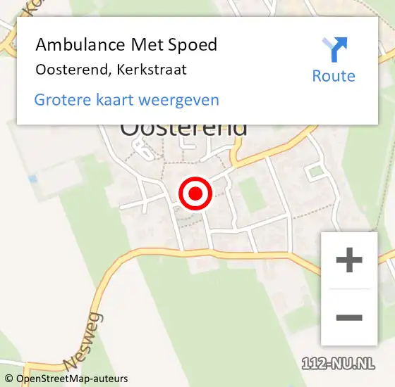 Locatie op kaart van de 112 melding: Ambulance Met Spoed Naar Oosterend, Kerkstraat op 22 juli 2017 12:59