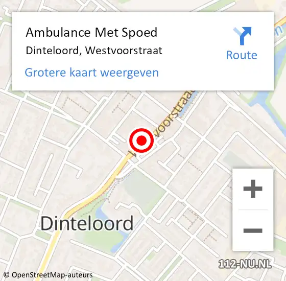 Locatie op kaart van de 112 melding: Ambulance Met Spoed Naar Dinteloord, Westvoorstraat op 22 juli 2017 13:30