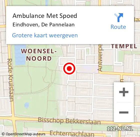 Locatie op kaart van de 112 melding: Ambulance Met Spoed Naar Eindhoven, De Pannelaan op 22 juli 2017 13:31