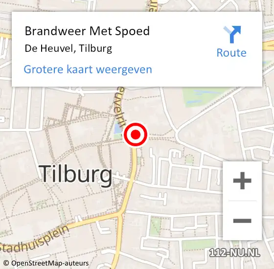 Locatie op kaart van de 112 melding: Brandweer Met Spoed Naar De Heuvel, Tilburg op 23 juli 2017 01:40