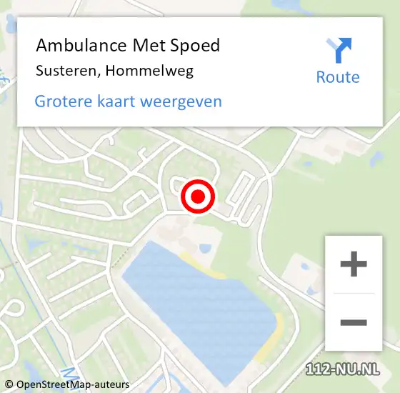 Locatie op kaart van de 112 melding: Ambulance Met Spoed Naar Susteren, Hommelweg op 23 juli 2017 04:39