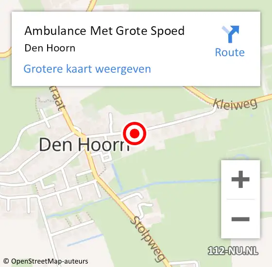 Locatie op kaart van de 112 melding: Ambulance Met Grote Spoed Naar Den Hoorn op 23 juli 2017 14:47