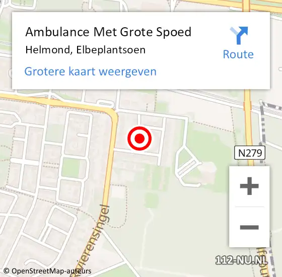 Locatie op kaart van de 112 melding: Ambulance Met Grote Spoed Naar Helmond, Elbeplantsoen op 23 juli 2017 16:15