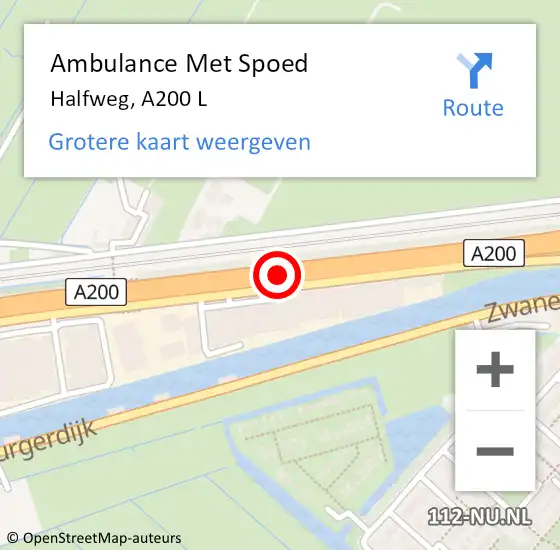 Locatie op kaart van de 112 melding: Ambulance Met Spoed Naar Halfweg, A200 L op 23 juli 2017 23:55