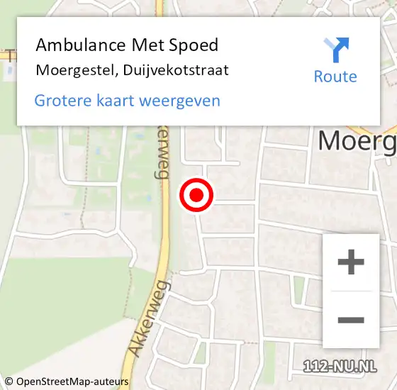 Locatie op kaart van de 112 melding: Ambulance Met Spoed Naar Moergestel, Duijvekotstraat op 24 juli 2017 11:18