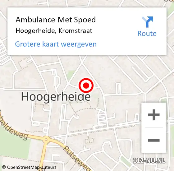 Locatie op kaart van de 112 melding: Ambulance Met Spoed Naar Hoogerheide, Kromstraat op 24 juli 2017 11:32