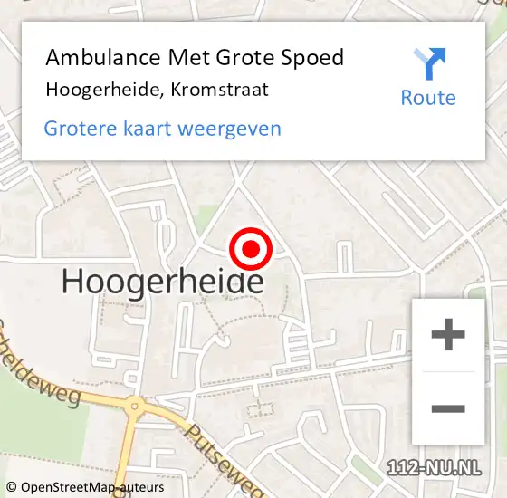 Locatie op kaart van de 112 melding: Ambulance Met Grote Spoed Naar Hoogerheide, Kromstraat op 24 juli 2017 11:34