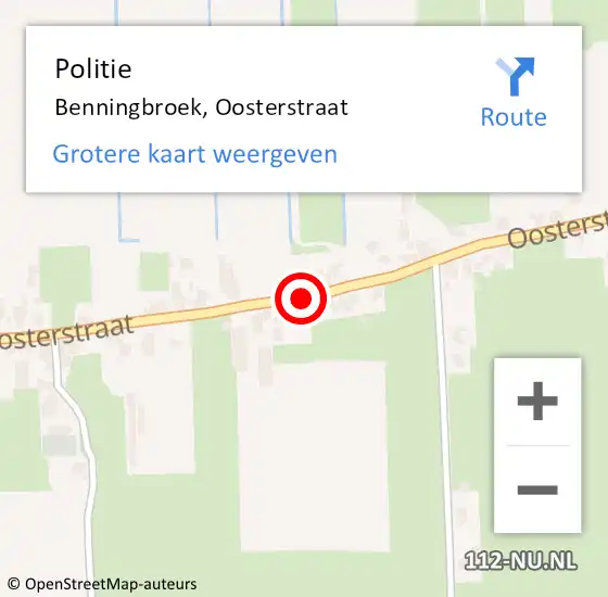 Locatie op kaart van de 112 melding: Politie Benningbroek, Oosterstraat op 24 juli 2017 15:01